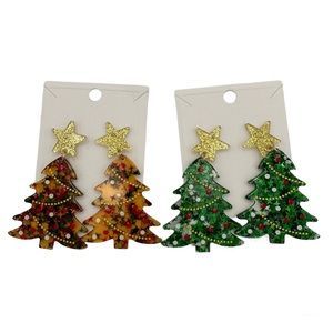 Set of 2 pairs Christmas tree earrings, Light weight , Green, Brown NWT
